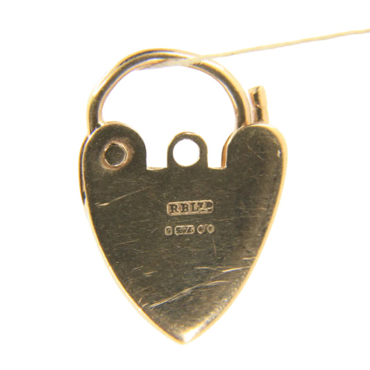 Vintage 9ct Yellow Gold Hallmarked Floral Heart Padlock Charm Pendant Love Gift