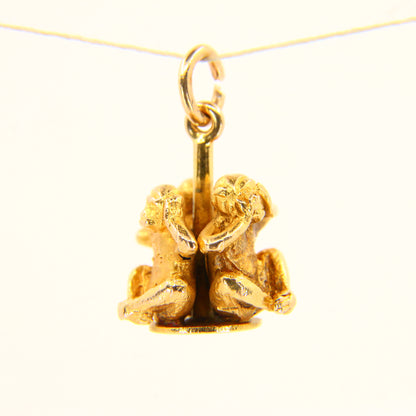 Vintage 9ct Gold Wise Monkeys Charm – Solid Hallmarked Pendant Gift