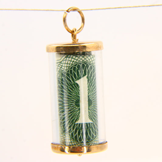 Vintage 9ct Break Glass Money Charm – Yellow Gold British Pound Note Pendant