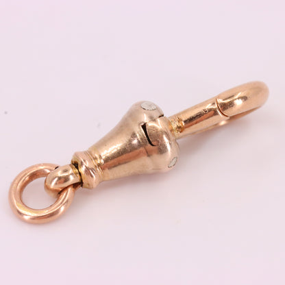 Antique 9ct Hallmarked Rose Gold Dog Clip Clasp Jewellery Finding Pendant Gift