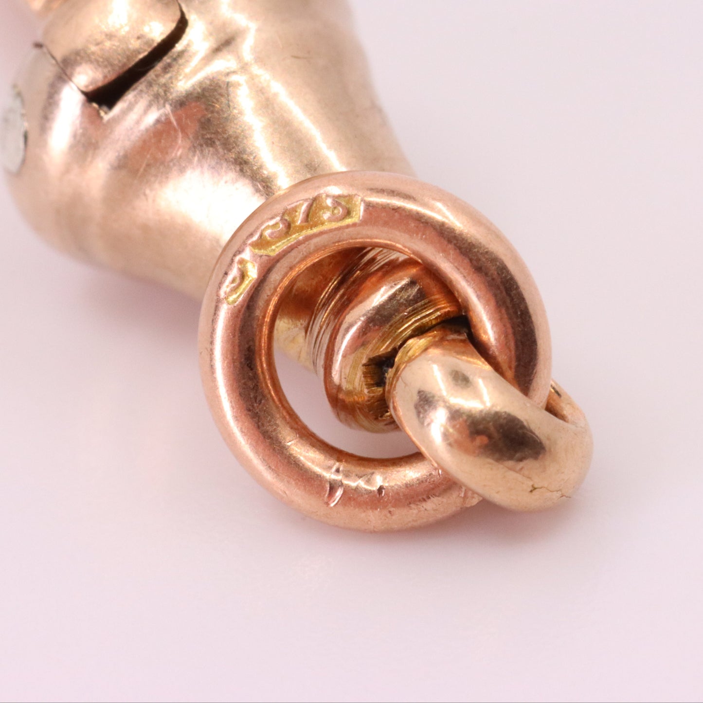 Antique 9ct Hallmarked Rose Gold Dog Clip Clasp Jewellery Finding Pendant Gift