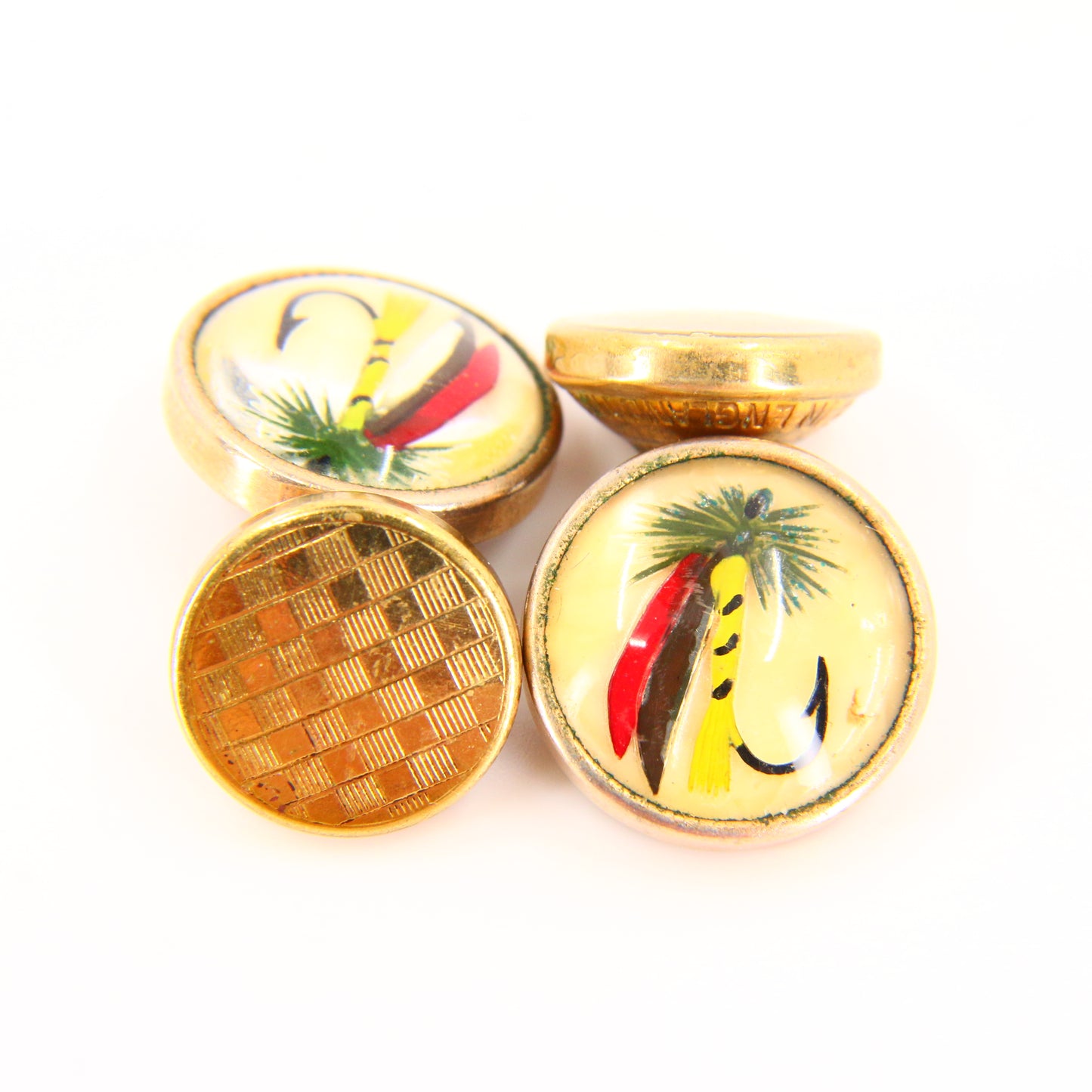 Antique Gold Plated Fly Lure Fishing Anglers Cufflinks Pair Mens Jewellery Gift