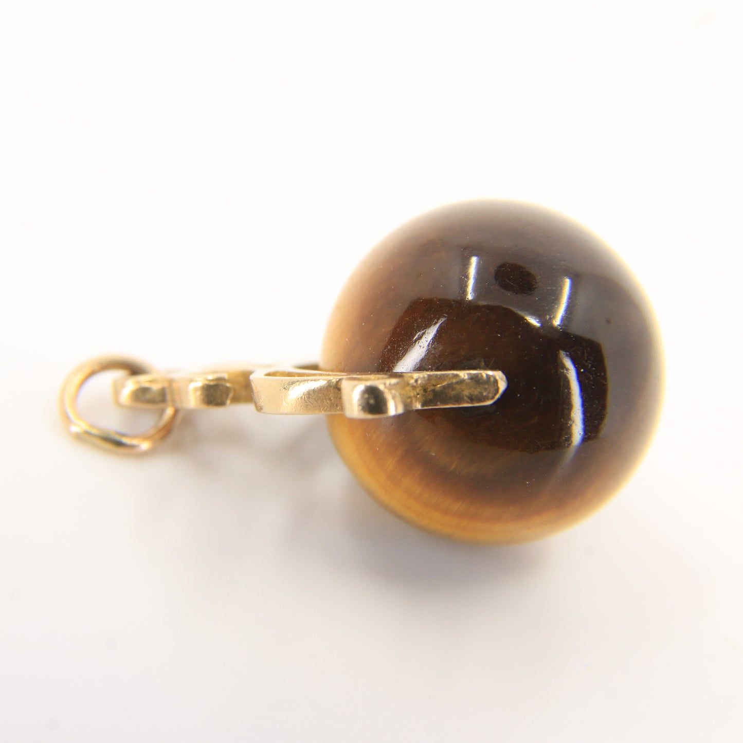 Vintage 9ct Hallmarked Gold Tiger’s Eye Spinner Charm Pendant Yellow Gold