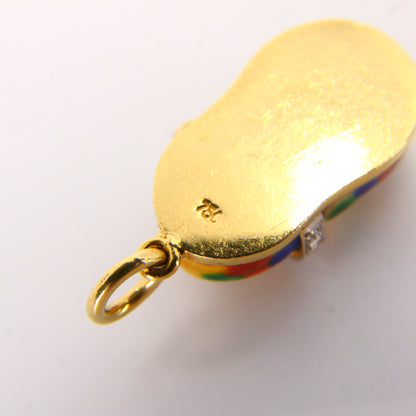 Vintage 18K Gold Baby Shoe Pendant – Diamond & Enamel Charm Gift