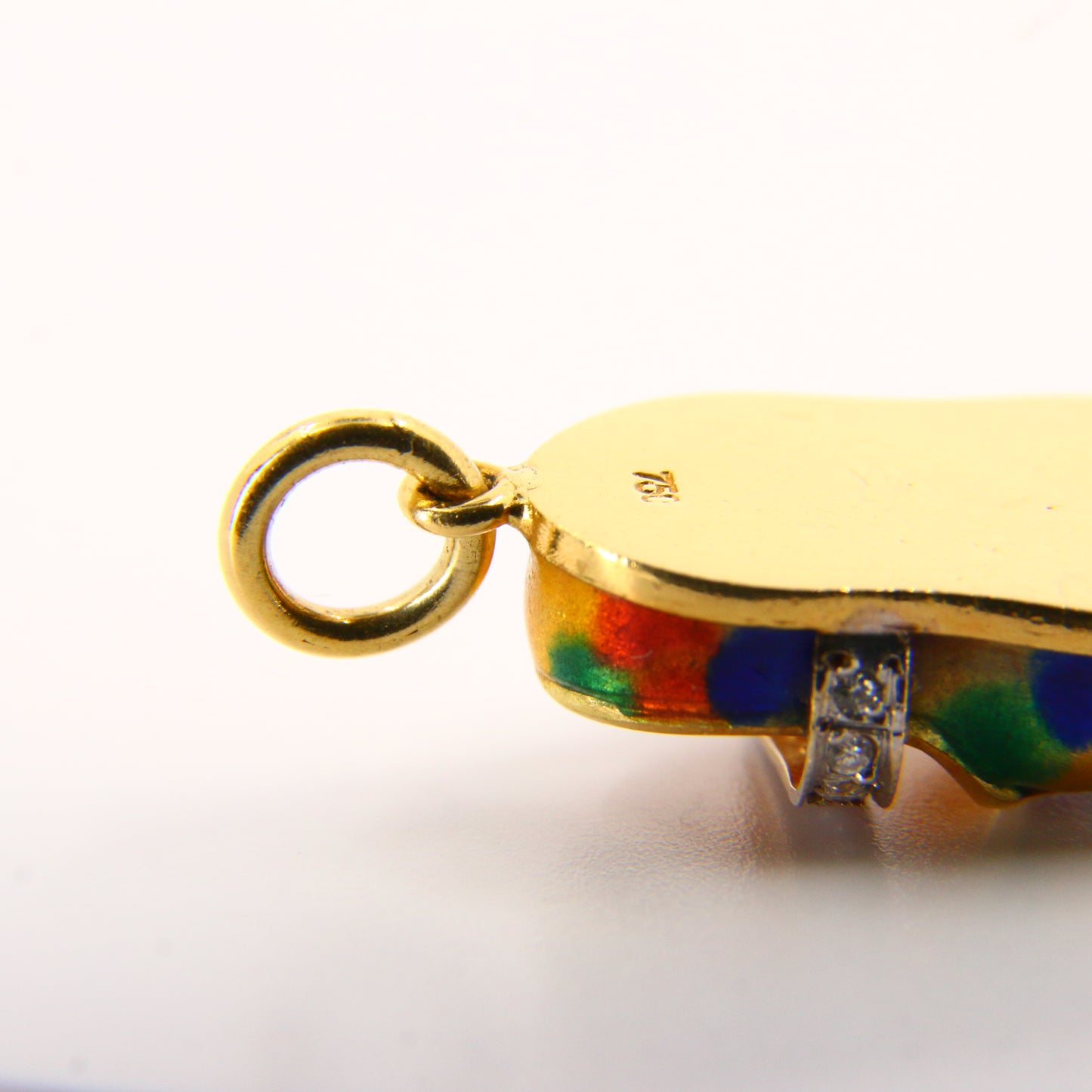 Vintage 18K Gold Baby Shoe Pendant – Diamond & Enamel Charm Gift
