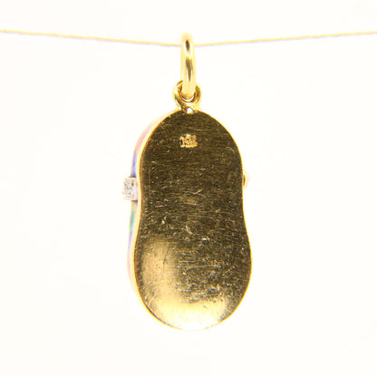 Vintage 18K Gold Baby Shoe Pendant – Diamond & Enamel Charm Gift