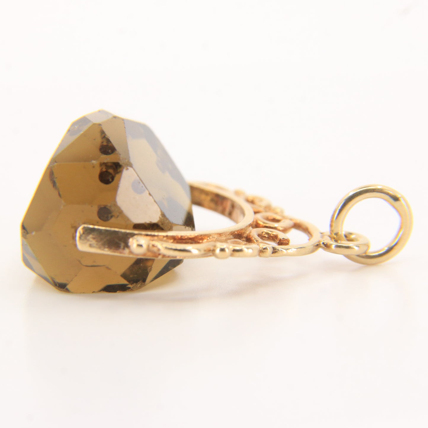 Vintage 9ct Hallmarked Gold Smokey Quartz Spinner Pendant Charm Yellow Gold