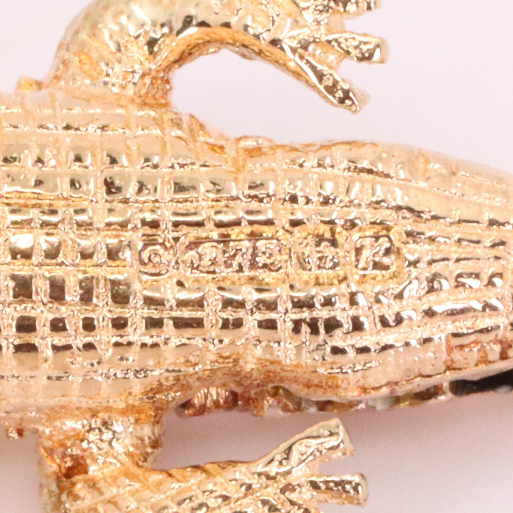 Vintage 9ct Hallmarked Gold Crocodile Pendant Articulated Safari Charm Gift