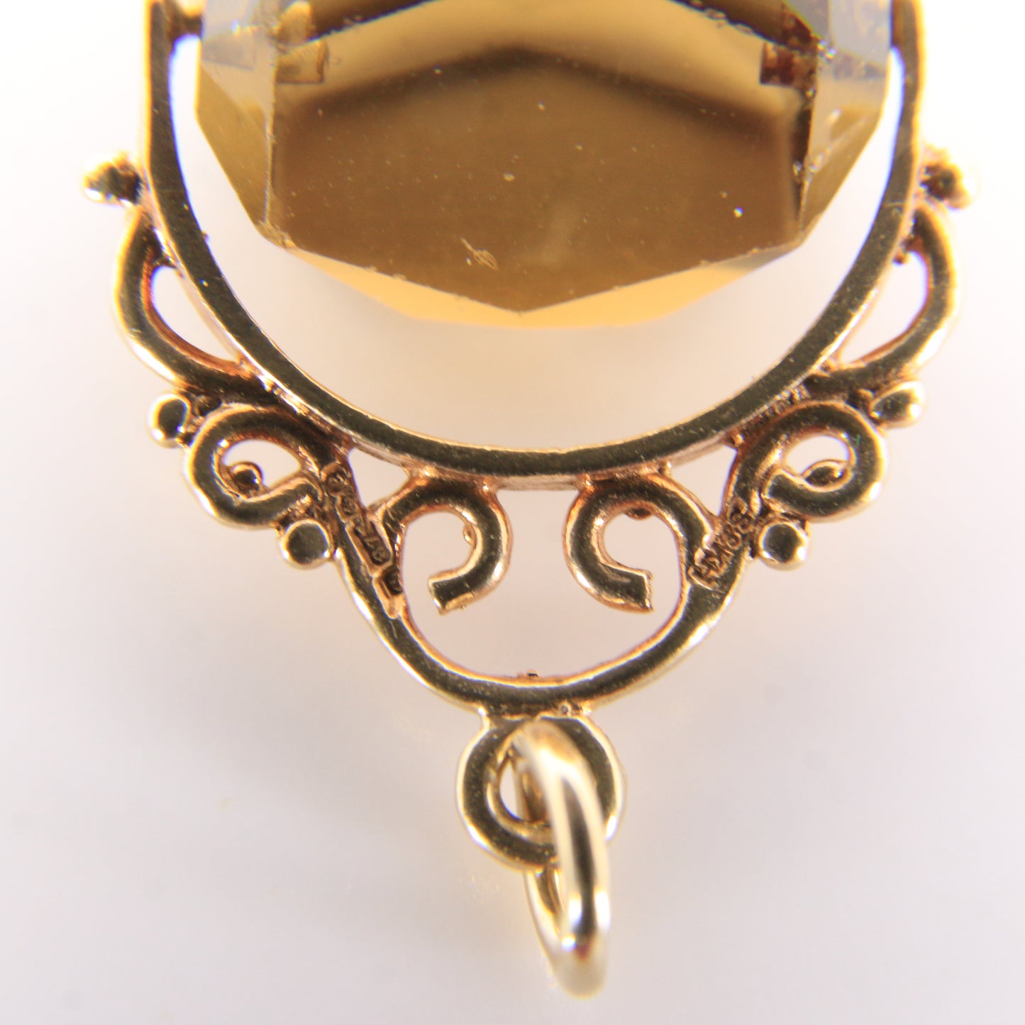 Vintage 9ct Hallmarked Gold Smokey Quartz Spinner Pendant Charm Yellow Gold