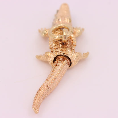 Vintage 9ct Hallmarked Gold Crocodile Pendant Articulated Safari Charm Gift