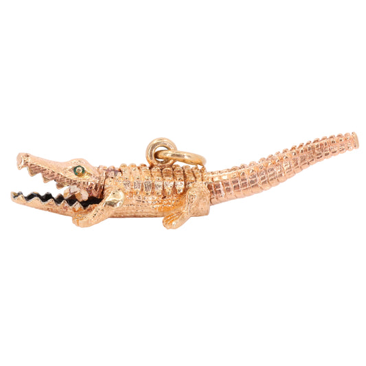 Vintage 9ct Hallmarked Gold Crocodile Pendant Articulated Safari Charm Gift