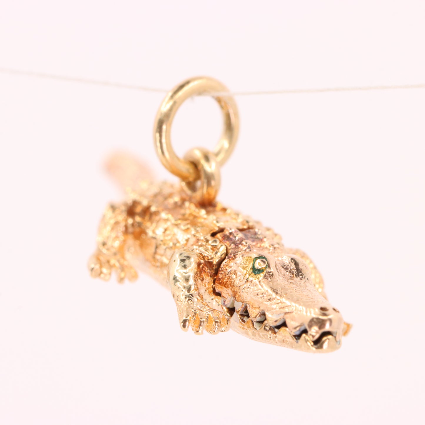 Vintage 9ct Hallmarked Gold Crocodile Pendant Articulated Safari Charm Gift