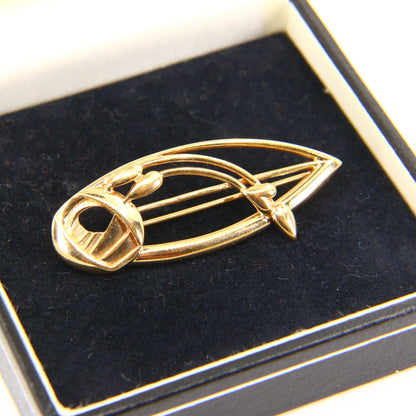 Vintage 9ct Rennie Mackintosh Gold Brooch Hallmarked Yellow Gold Boxed Gift