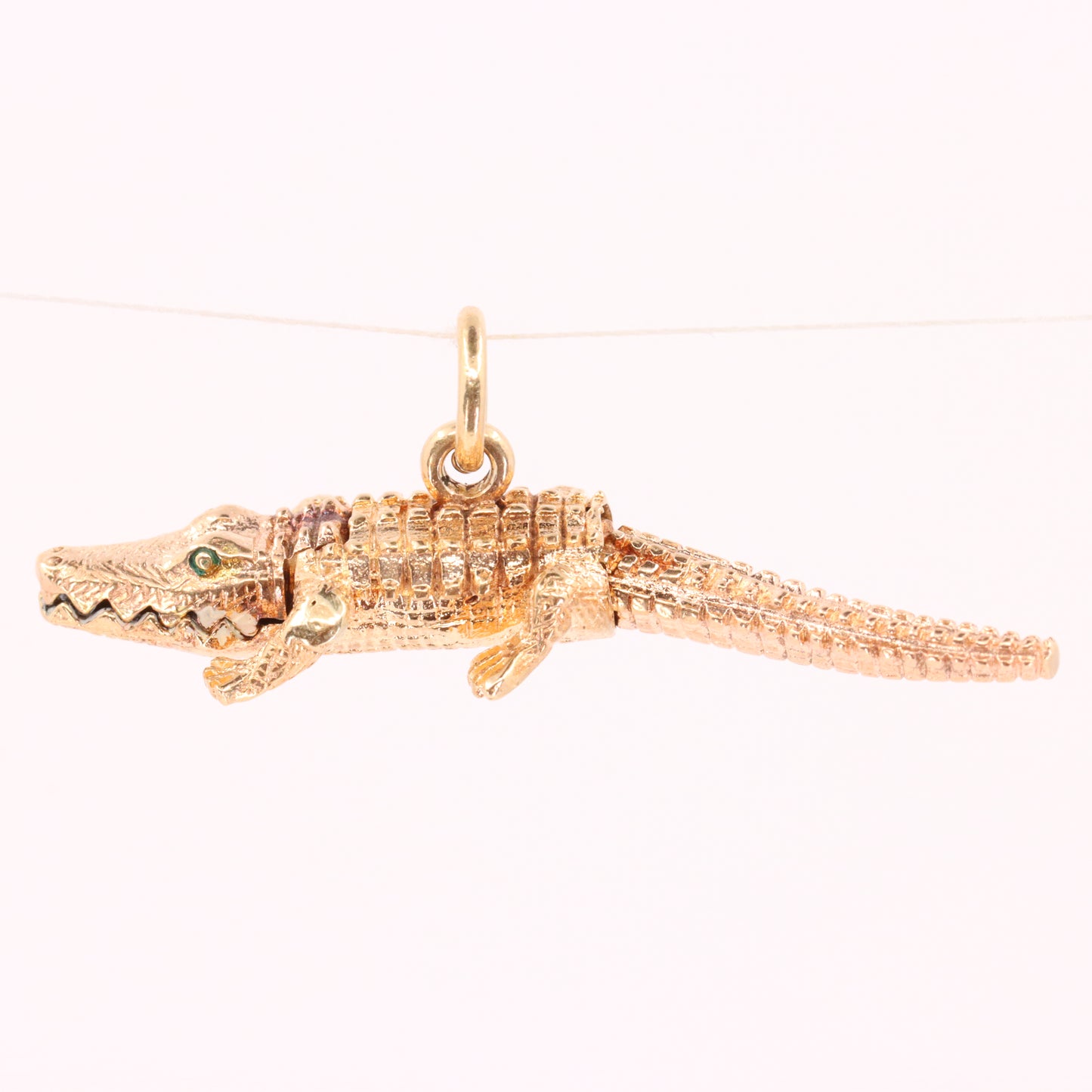 Vintage 9ct Hallmarked Gold Crocodile Pendant Articulated Safari Charm Gift
