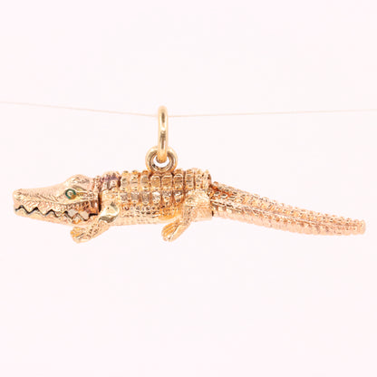 Vintage 9ct Hallmarked Gold Crocodile Pendant Articulated Safari Charm Gift