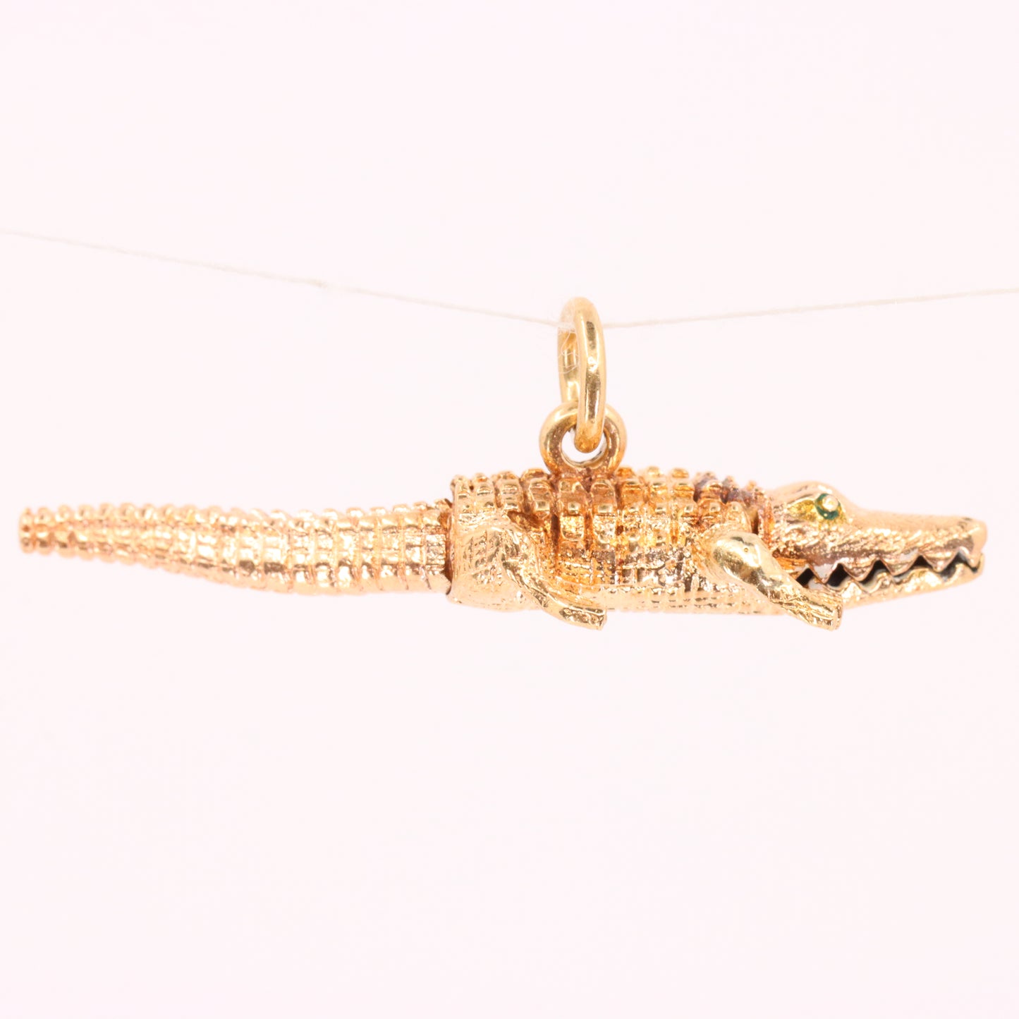 Vintage 9ct Hallmarked Gold Crocodile Pendant Articulated Safari Charm Gift