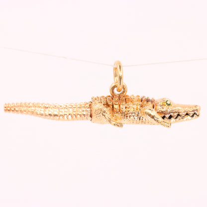 Vintage 9ct Hallmarked Gold Crocodile Pendant Articulated Safari Charm Gift