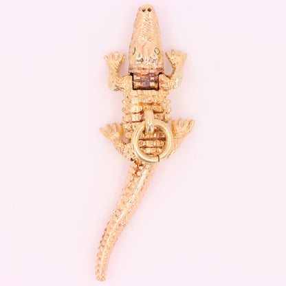 Vintage 9ct Hallmarked Gold Crocodile Pendant Articulated Safari Charm Gift