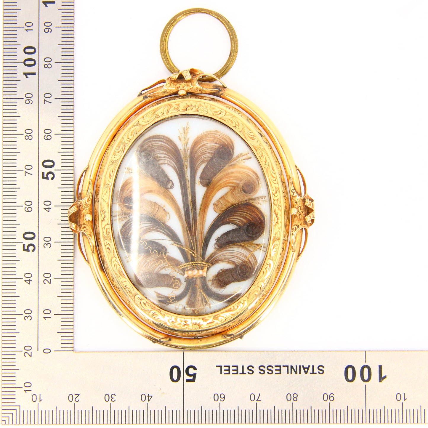 Victorian 9ct Mourning Brooch Yellow Gold 9 Carat Spin Mounted Photo Hair Morning Pendant