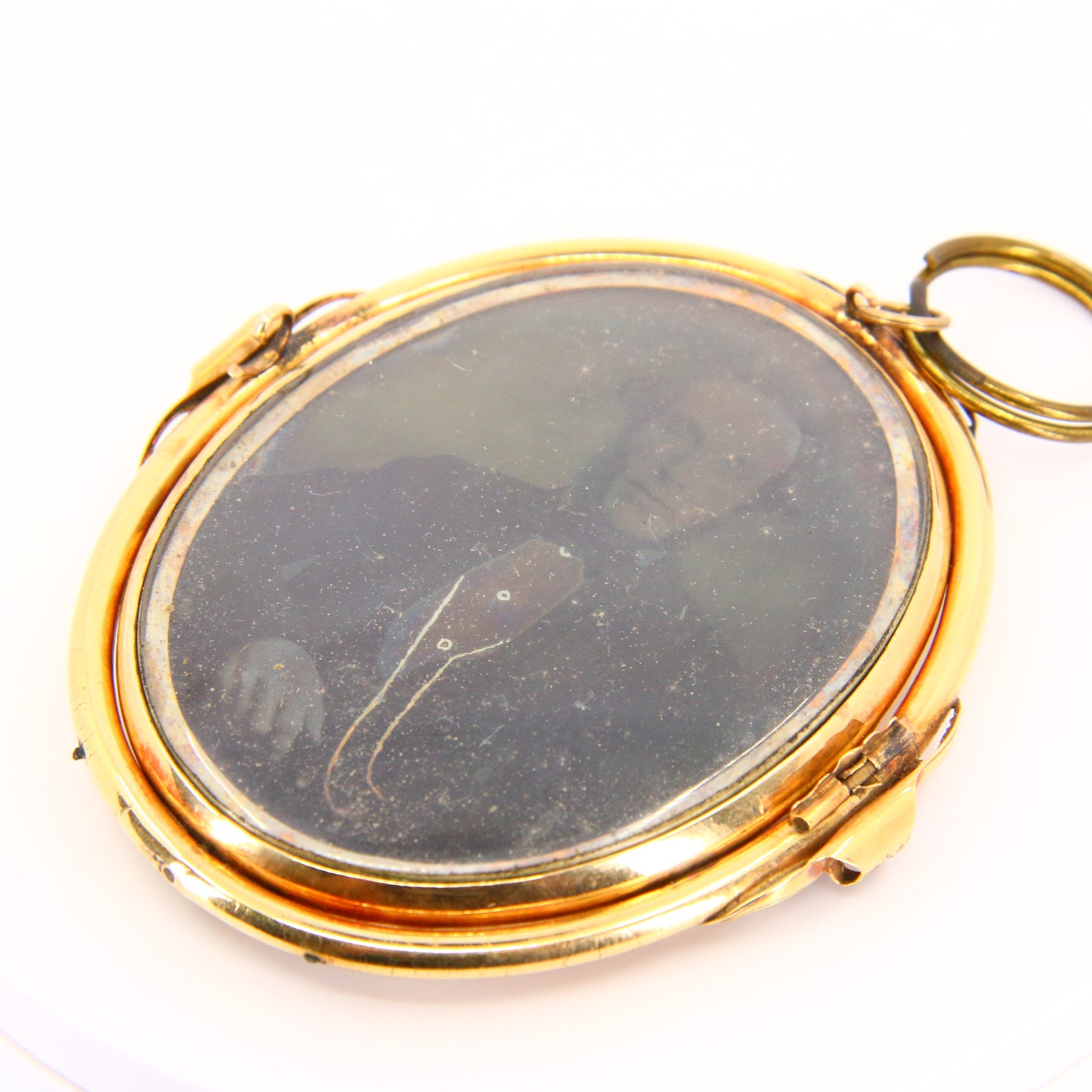 Victorian 9ct Mourning Brooch Yellow Gold 9 Carat Spin Mounted Photo Hair Morning Pendant