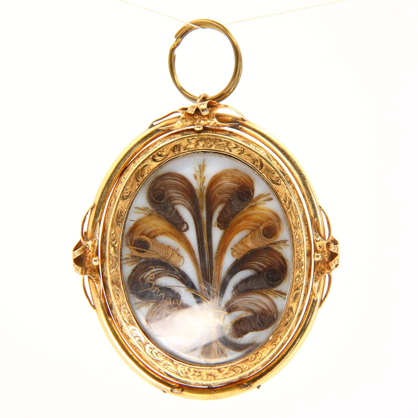 Victorian 9ct Mourning Brooch Yellow Gold 9 Carat Spin Mounted Photo Hair Morning Pendant