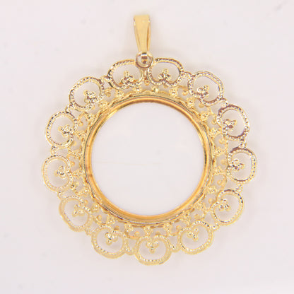 Vintage 9ct Hallmarked Yellow Gold Full Sovereign Pendant Holder Coin Mount