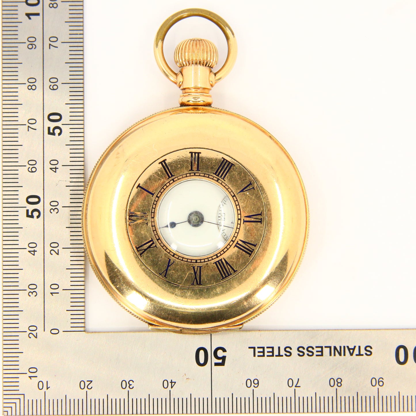 Antique 14K Gold Plated Half Hunter Pocket Watch Lever Brothers 1887 USA Keyless Wind Boxed Gift