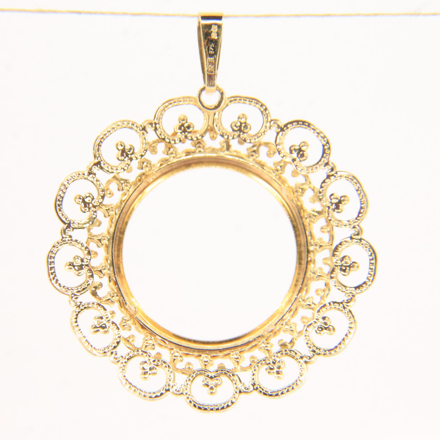 Vintage 9ct Hallmarked Yellow Gold Full Sovereign Pendant Holder Coin Mount