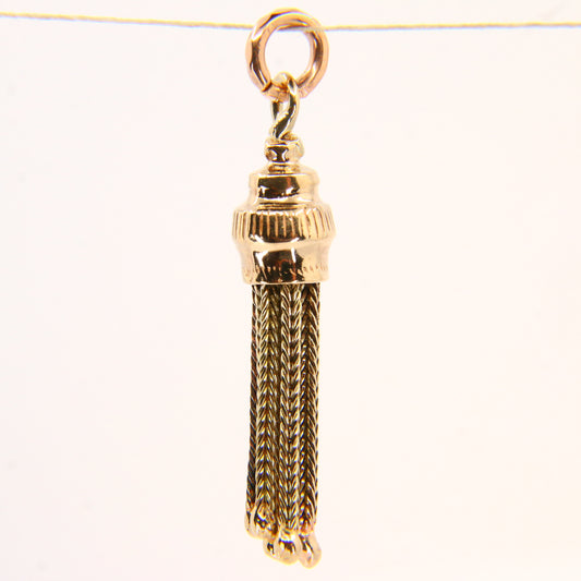 Vintage 9ct Gold Tassel Pendant – Articulated Yellow Gold Charm Gift
