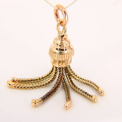 Vintage 9ct Gold Tassel Pendant – Articulated Yellow Gold Charm Gift