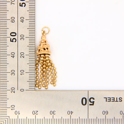 Vintage 9ct Gold Tassel Pendant – Articulated Hallmarked Yellow Gold Charm