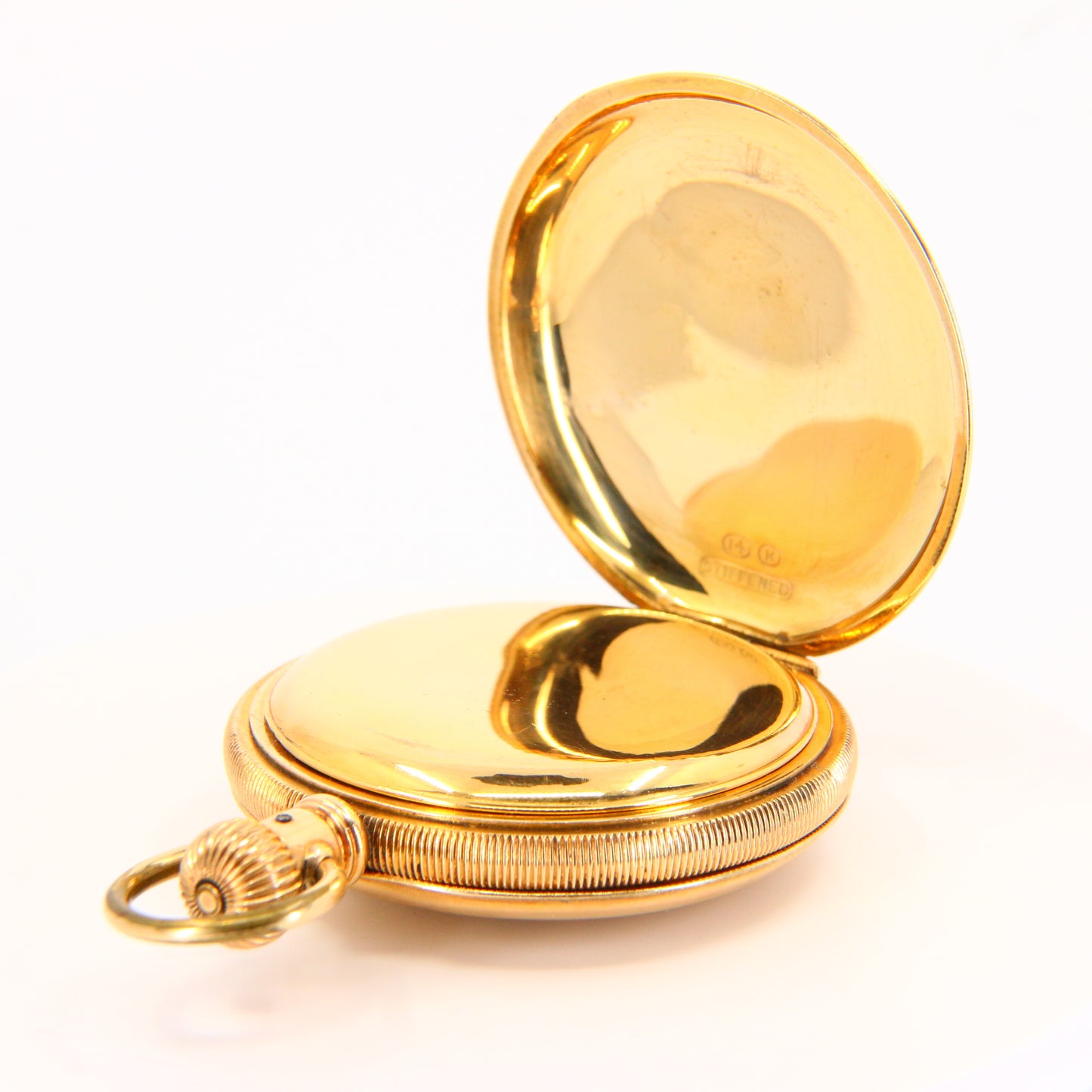 Antique 14K Gold Plated Half Hunter Pocket Watch Lever Brothers 1887 USA Keyless Wind Boxed Gift