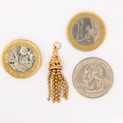Vintage 9ct Gold Tassel Pendant – Articulated Hallmarked Yellow Gold Charm