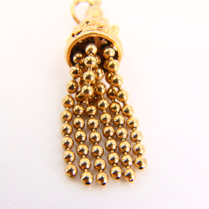 Vintage 9ct Gold Tassel Pendant – Articulated Hallmarked Yellow Gold Charm