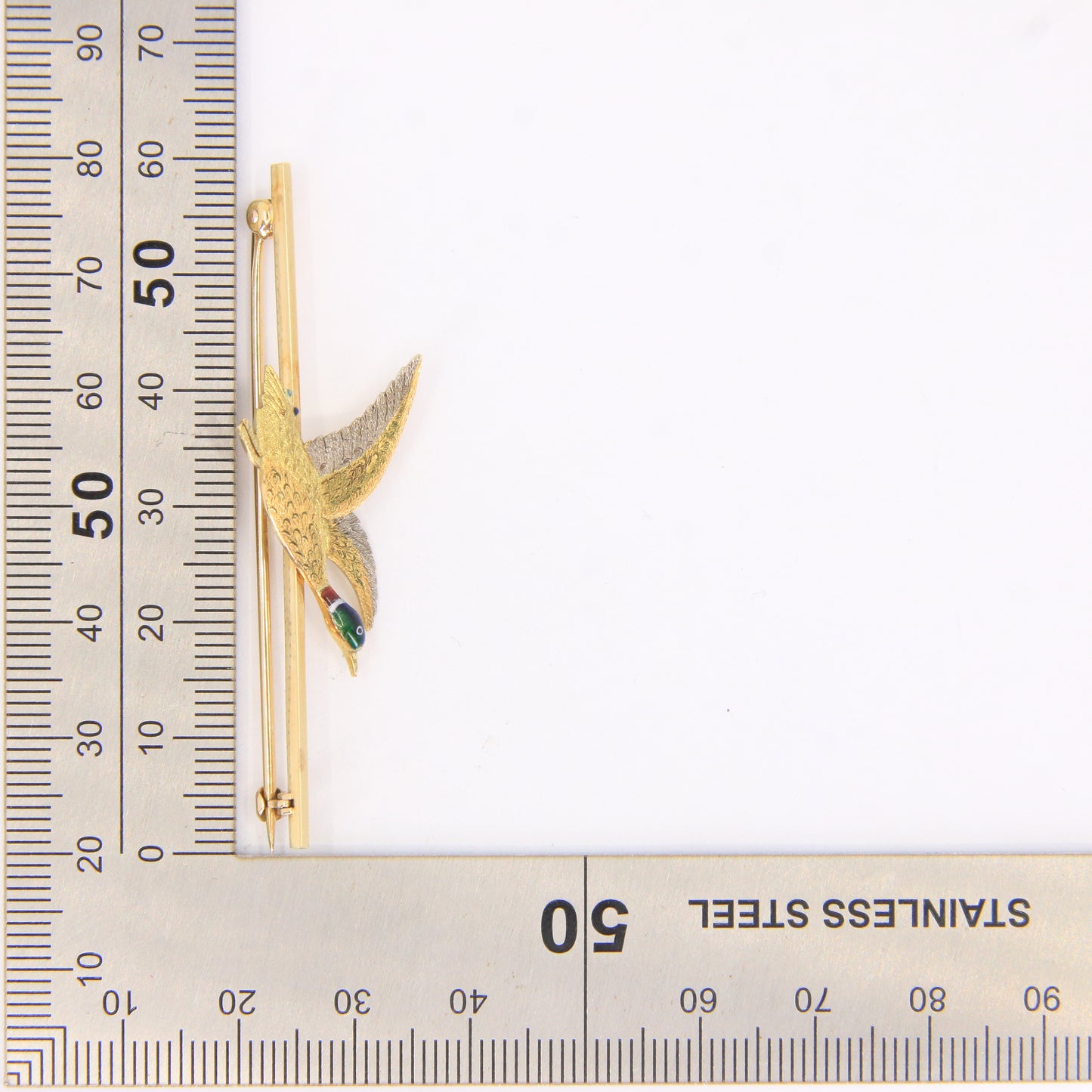 Vintage 18ct Yellow Gold Enamel Pheasant Brooch Boxed Bird Jewellery Gift