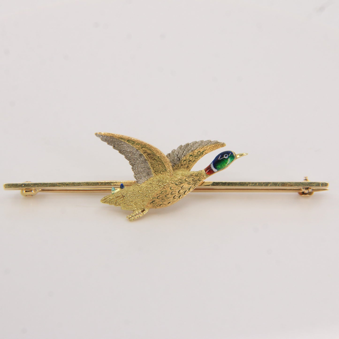 Vintage 18ct Yellow Gold Enamel Pheasant Brooch Boxed Bird Jewellery Gift