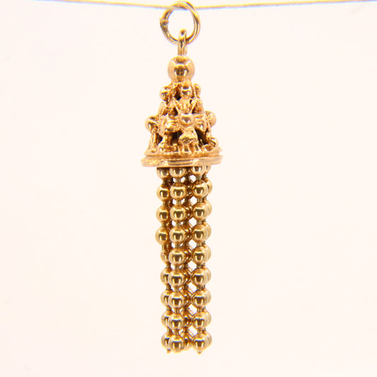 Vintage 9ct Gold Tassel Pendant – Articulated Hallmarked Yellow Gold Charm