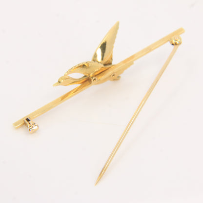 Vintage 18ct Yellow Gold Enamel Pheasant Brooch Boxed Bird Jewellery Gift