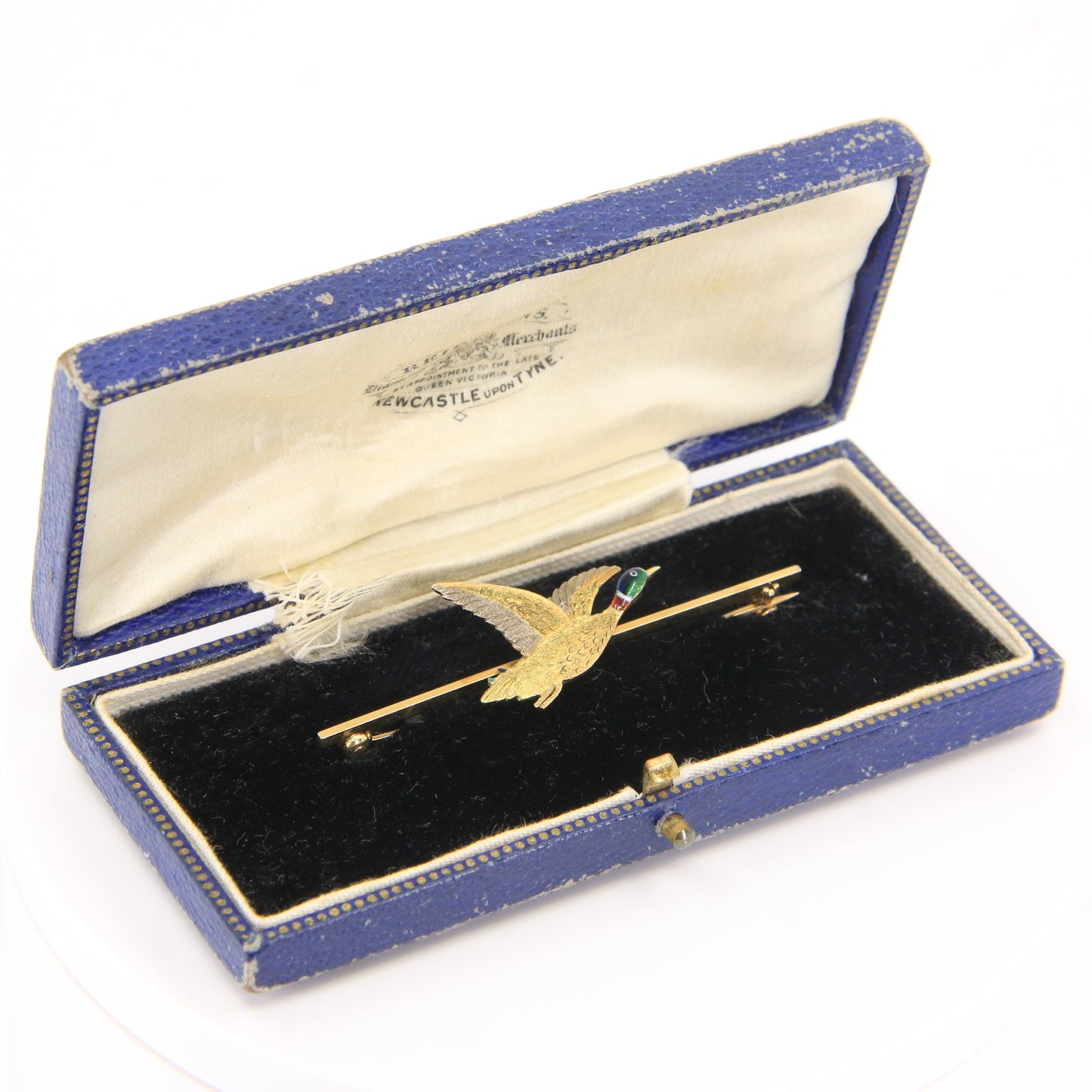 Vintage 18ct Yellow Gold Enamel Pheasant Brooch Boxed Bird Jewellery Gift