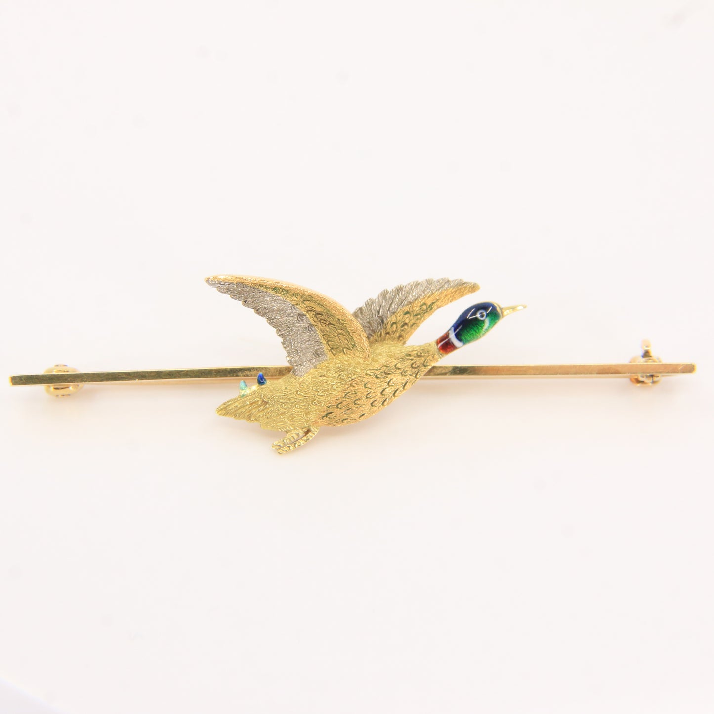 Vintage 18ct Yellow Gold Enamel Pheasant Brooch Boxed Bird Jewellery Gift