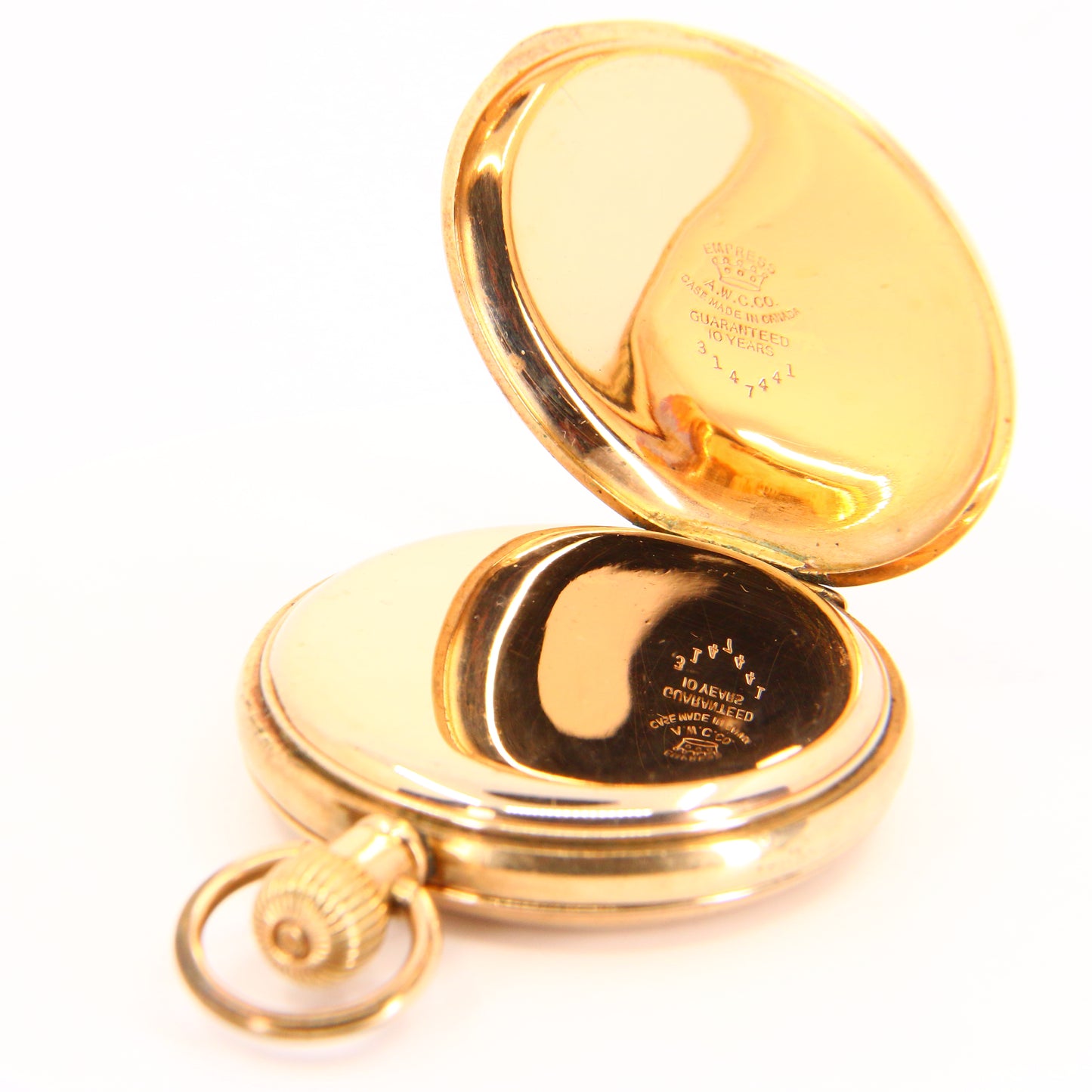 Antique Gold Plated Swiss Full Hunter Pocket Watch Keyless 50mm 15 Jewelled Boxed Running Gift