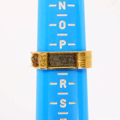 Antique 18ct Gold Mourning Ring – UK Size Q Hairwork & Engraved Hallmarked