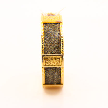 Antique 18ct Gold Mourning Ring – UK Size Q Hairwork & Engraved Hallmarked
