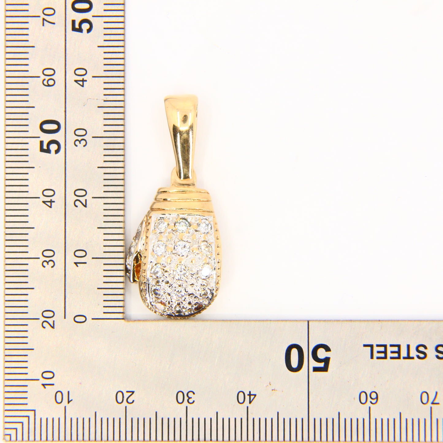 Vintage 9ct Gold Boxing Glove Pendant CZ Studded Solid Yellow Gold Hallmarked Charm Gift