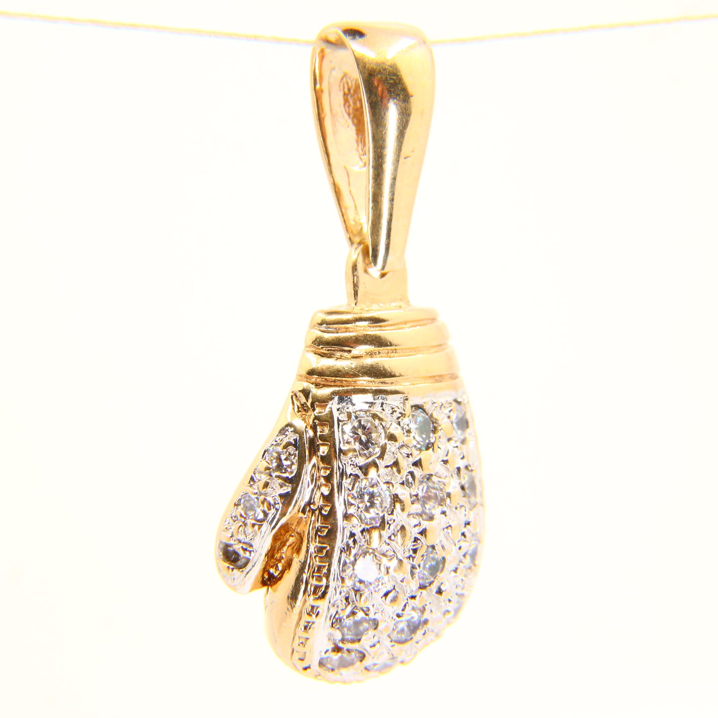 Vintage 9ct Gold Boxing Glove Pendant CZ Studded Solid Yellow Gold Hallmarked Charm Gift