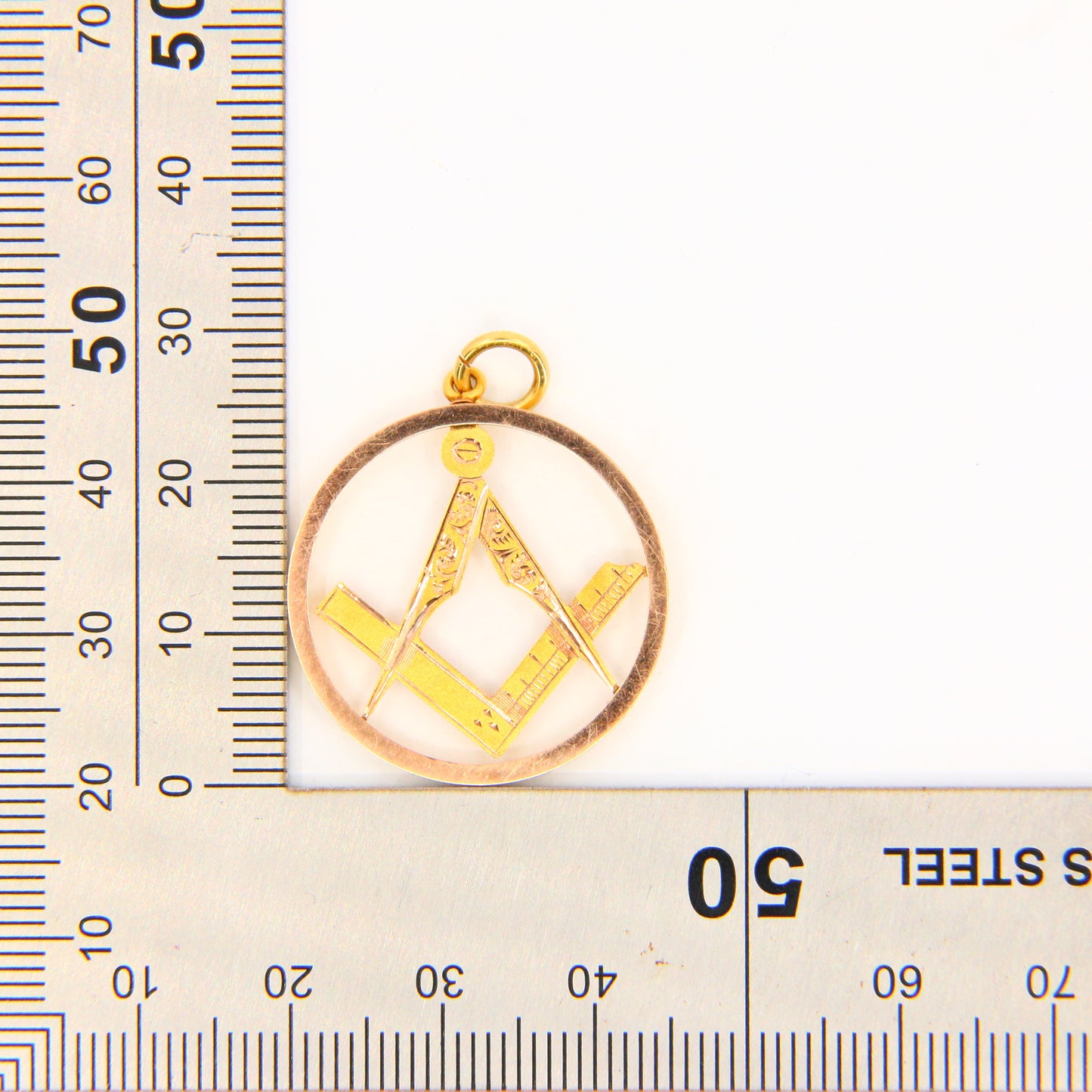 Antique 9ct Masonic Pendant Yellow Gold Mason Fob Freemason Charm