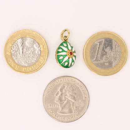 Vintage 14ct Yellow Gold Enamel Easter Egg Pendant Charm Russian Style Gift