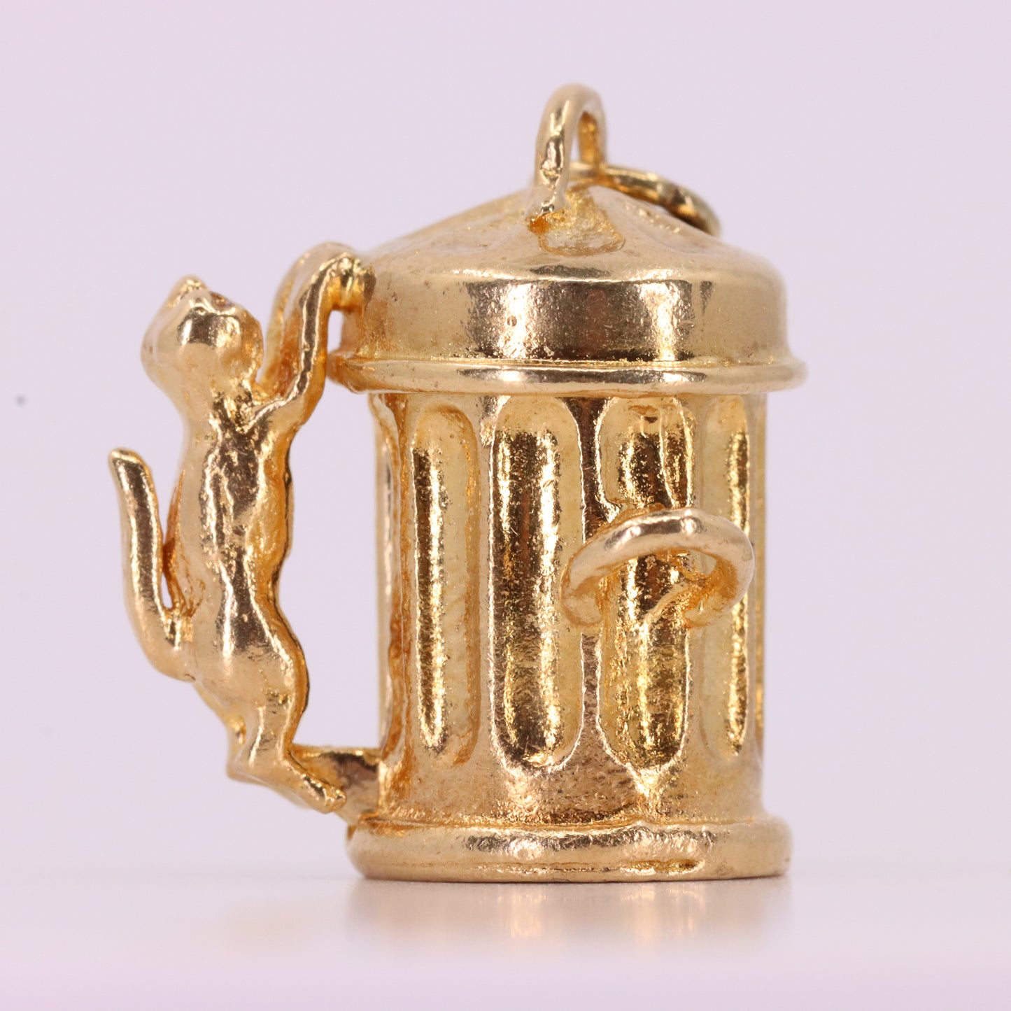 Vintage 9ct Hallmarked Gold Alley Cat Pendant Opening Bin Fish Animal Charm