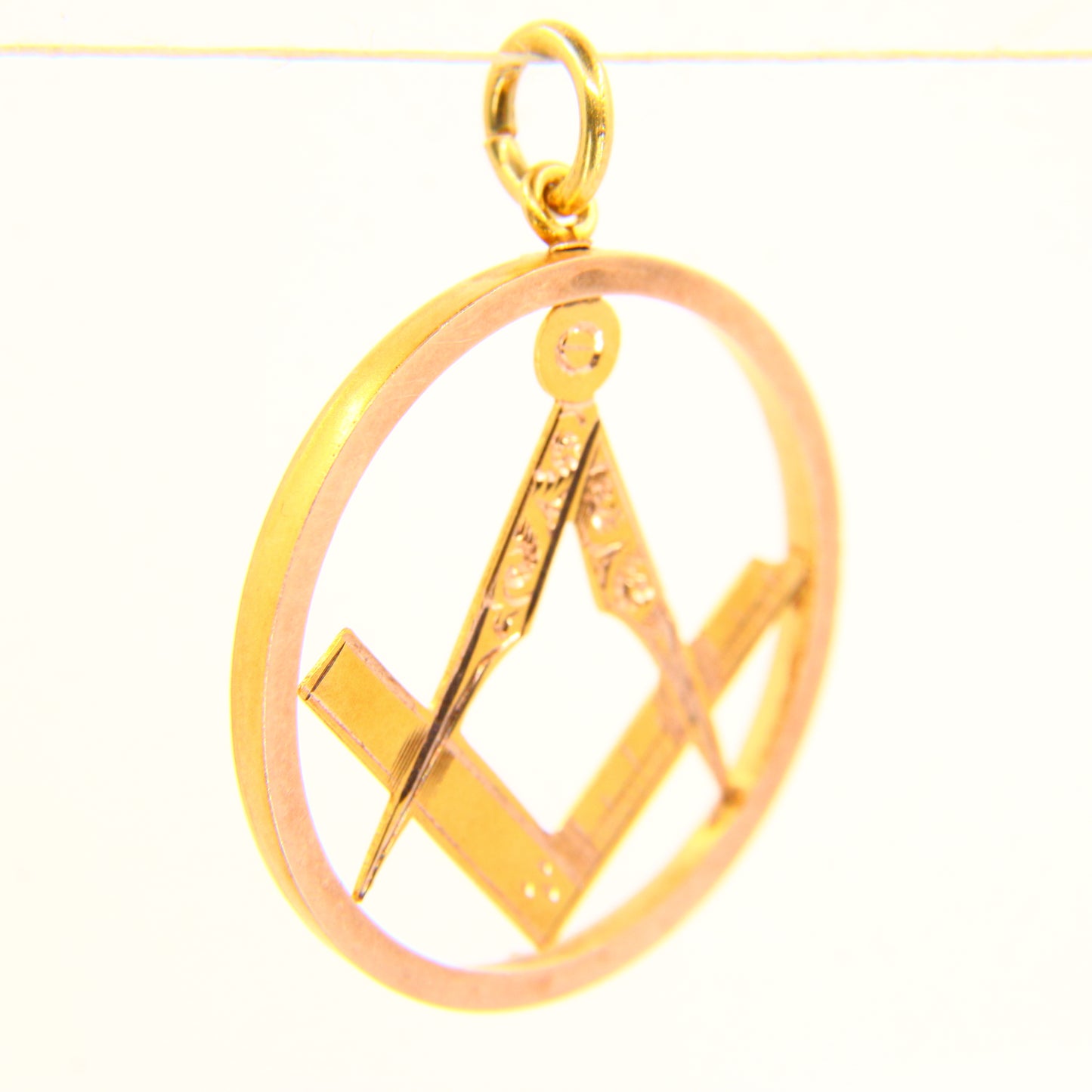 Antique 9ct Masonic Pendant Yellow Gold Mason Fob Freemason Charm