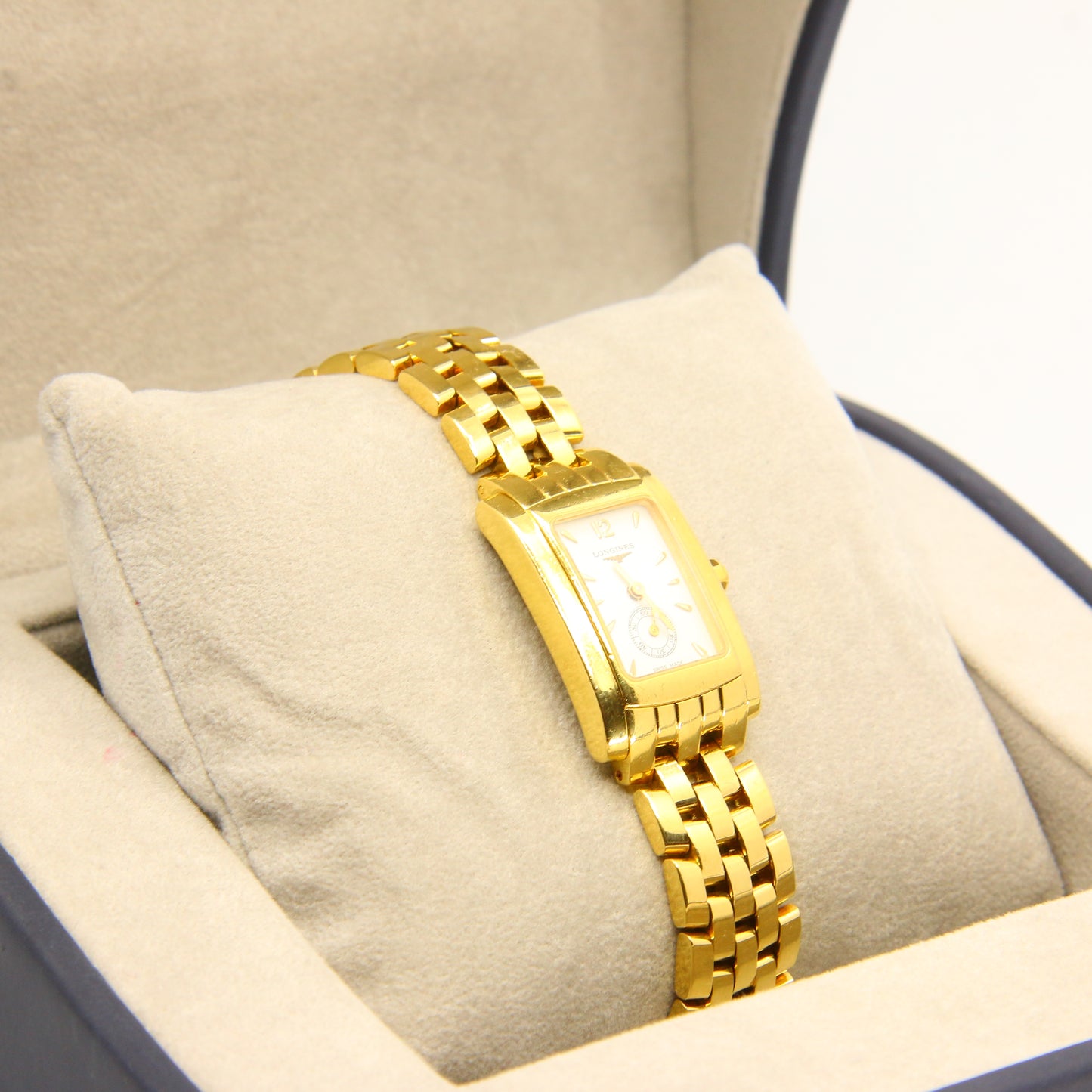 18ct gold longines dolcevita quartz 18 carat gold watch boxed - 10